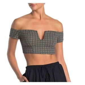Free People Lucky Now Brami Black Combo Crop Top NWT Size Small